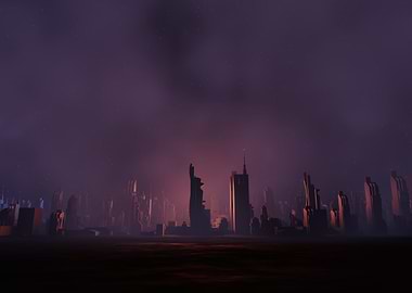 Futuristic Cityscape at Night