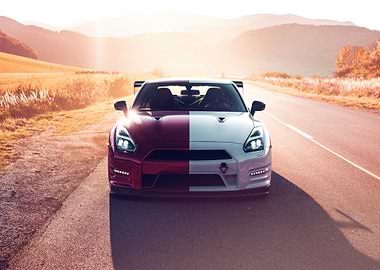Red and White Nissan GT-R
