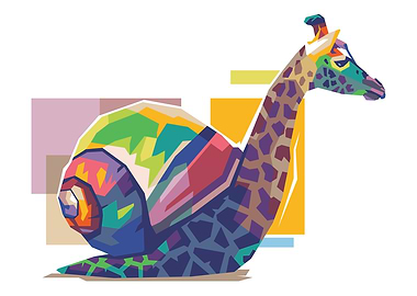 Giraffe Snail Pop Art