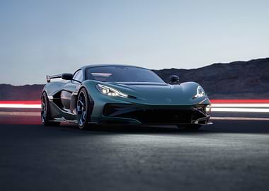 Green Sports Car on Track