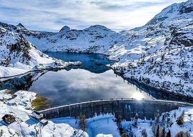 Snowy Mountain Lake, Laghi Gemelli Italy