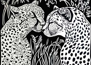 Cheetah Black & White Love