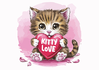 Cute Kitten with Heart