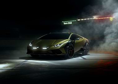 Gold Lamborghini in Smoke