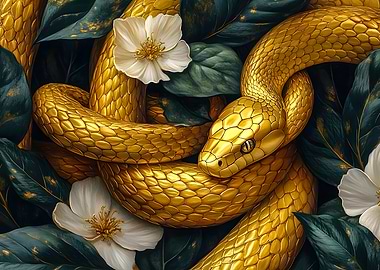 Golden Snake in Bloom