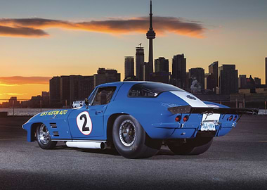 Blue Corvette Race Car