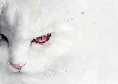 White Cat with Red Eye 6
