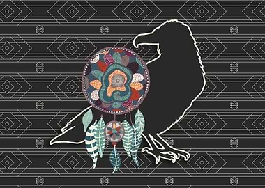 Raven with Dreamcatcher Native American