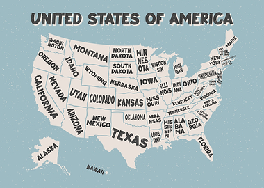 USA Map with State Names
