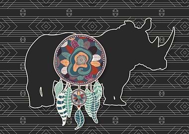 Rhino with Dreamcatcher Native American