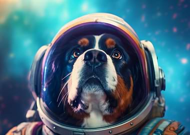 Bernese Mountain Dog in Space Suit