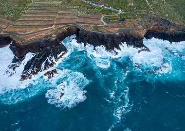Ocean Waves Crashing on Coast