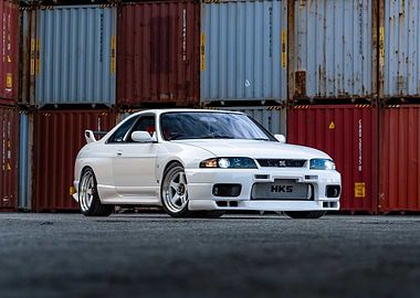 White Nissan Skyline R33