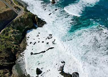 Ocean Waves Crashing on Rocks