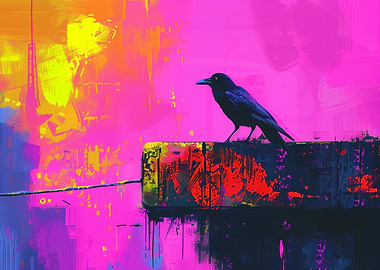 Crow on Abstract Background