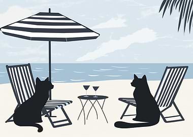 Cocktail Cats Tropical Beach
