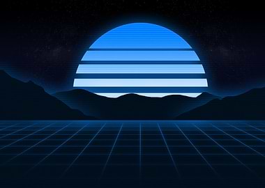 Retro Sunset Landscape