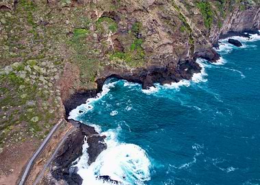 Coastal Cliffs and Waves