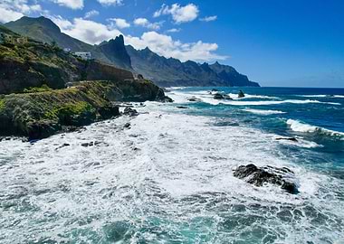 Ocean Coastline with Rugged Cliffs