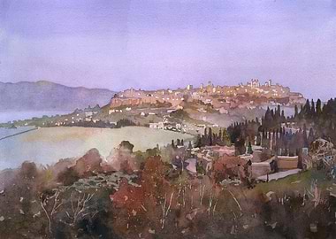 Watercolor Italian Town