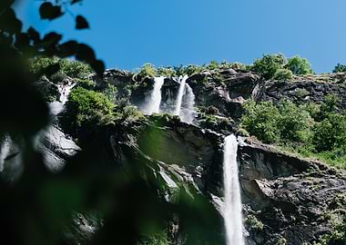 Acquafraggia Waterfall in Mountainous Landscape