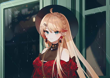 Anime Girl in Red Plaid