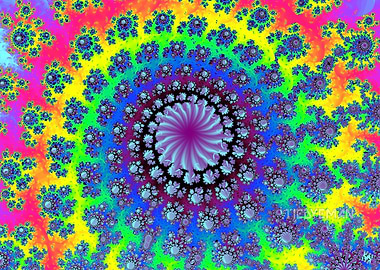 Rainbow Spiral Fractal Fan