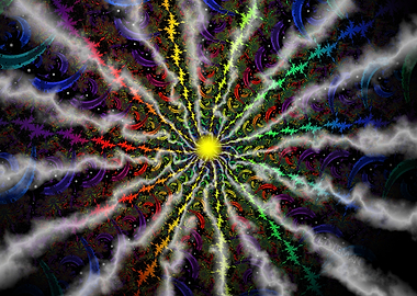 'Beginning' Rainbow Fractal Burst Artwork