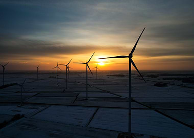 Wind Turbines at Sunset