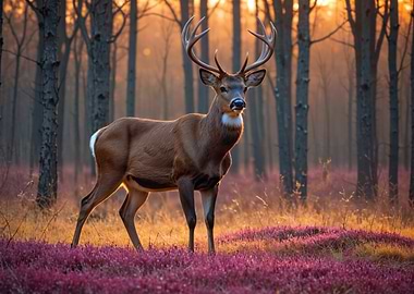 Majestic Deer in Beautiful Dusk Forest