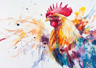 Watercolor Rooster