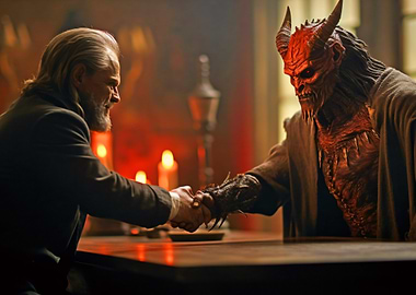 Devil and Man Handshake
