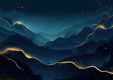 Golden Mountain Landscape