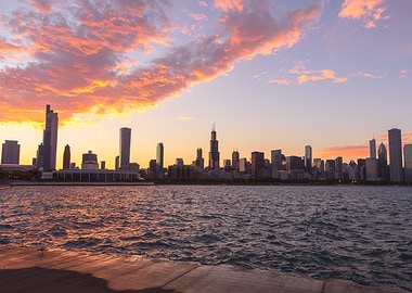 Chicago Skyline Sunset