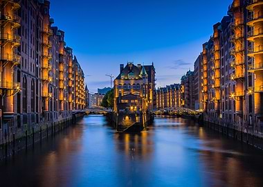 Hamburg Waterfront at Dusk