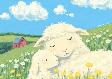 Mother Sheep and Lamb