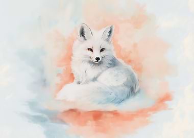 Arctic Fox Watercolor