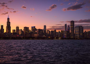 Chicago Skyline Sunset