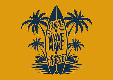 Surfboard with Palm Trees