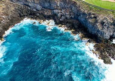 Ocean Waves Crashing on Rocks