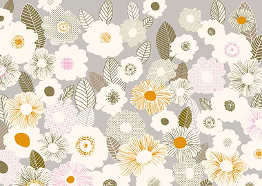 Floral statement patternd flowers retro colors