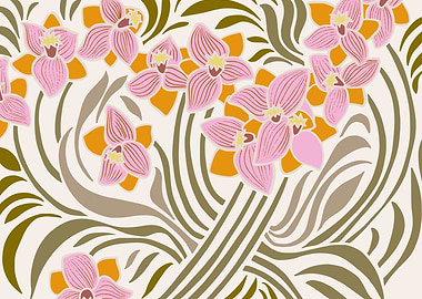 Floral statement Daffodils retro colors