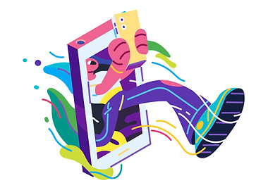 Person Emerging from Phone