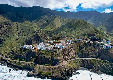 Coastal Village in Mountains