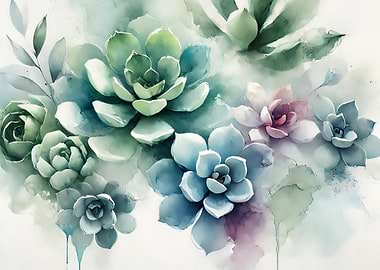 Watercolor Succulents