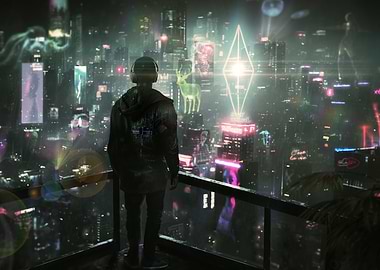 Cyberpunk Cityscape-KYOTO