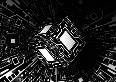 Abstract Cube in Circuitry