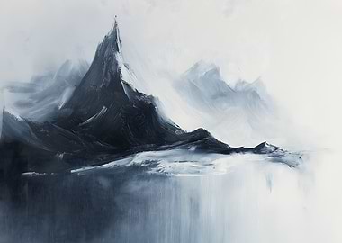 Solitary Figure on Mountain Peak