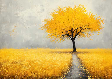 Golden Tree in Field