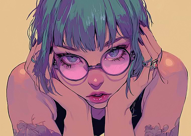 Cyber Dreamer, Anime Girl with Glasses